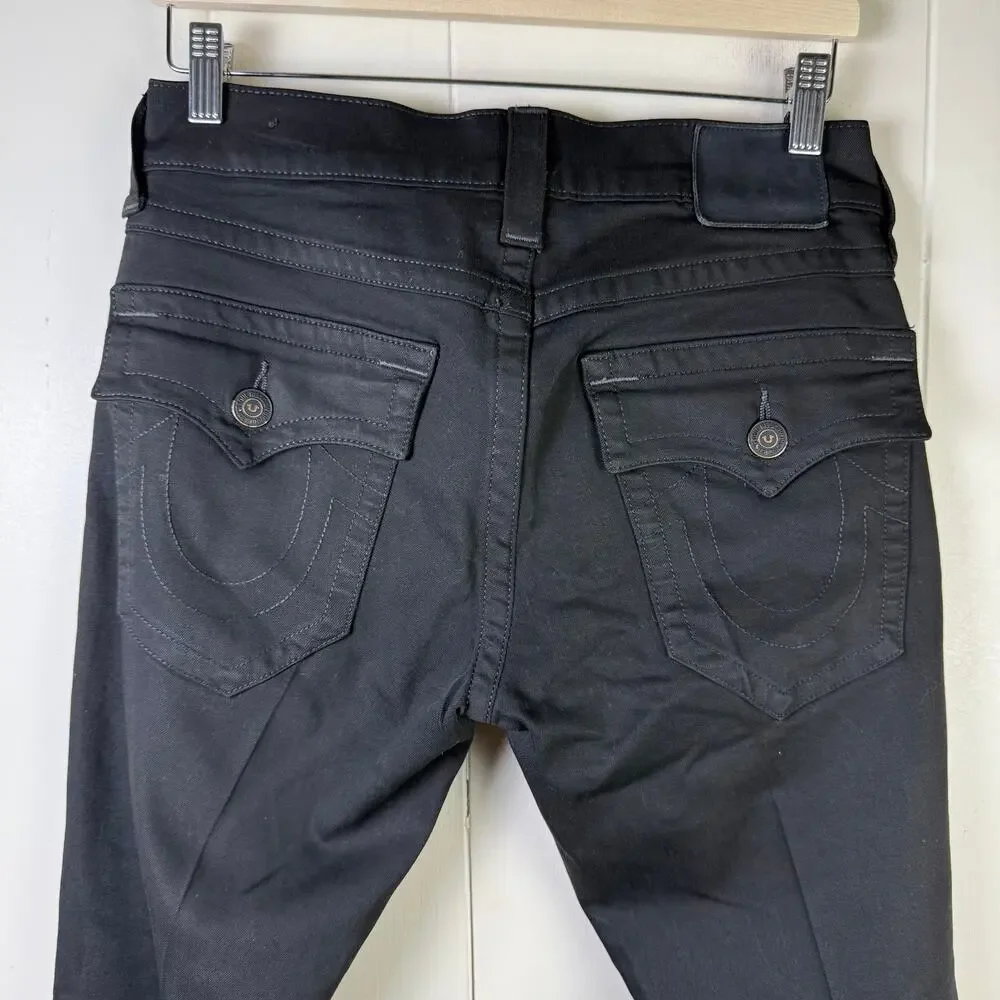 True Religion Geno Jeans Mens Relaxed Slim Fit Black Flap Size‎ 30